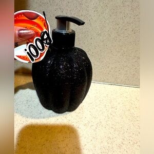 Black sparkly pumpkin hand soap